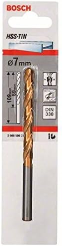 Bosch HSS-TiN Metal Drill Bit 7mm DIN 338 (7x69x109mm). High-Speed Steel for Metal Drilling.
