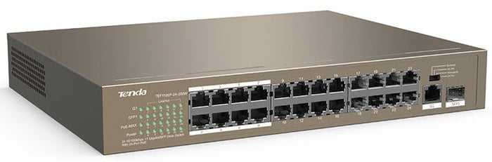 Tenda 24-Port Fast Ethernet PoE Switch 250W | TEF1126P-24-250W Tenda 24-Port Fast Ethernet PoE Switch 250W | TEF1126P-24-250W
