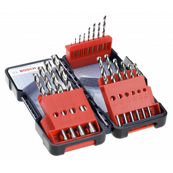 Bosch Drill Bit Set - Metal HSS-G Toughbox, 1-10mm, 18pc - High Speed Steel Drill Bits for Metal. Metalworking Drill Set.