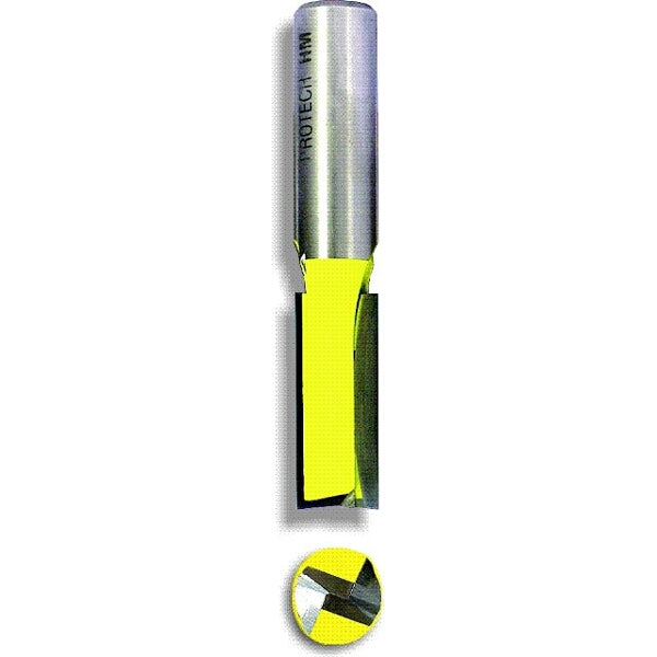 PRO-TECH Straight Router Bit - 5/8" Double Flute Carbide Tip Bottom Cleaning Woodworking Tool