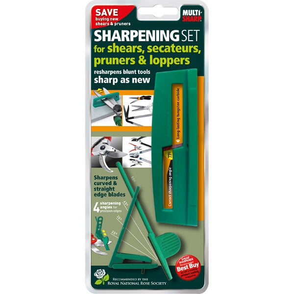 Multi-Sharp Garden Tool Sharpening Kit for Shears, Secateurs, Pruners & Loppers - Resharpens Blunt Blades to Sharp as New