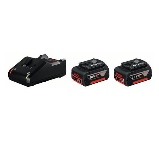 Bosch 18V Cordless Power Tool Battery Pack & Charger Kit: Two 4.0Ah Batteries, GAL 18V-40 Charger