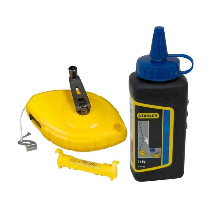 Stanley Chalk Line Reel 30m With Blue Chalk and Level | 0-47-443 - image 1