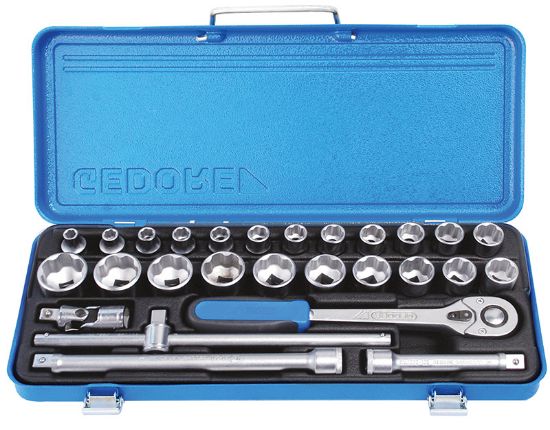 Gedore, D19 Tmu-10T Socket Sets - 1/2" - 27Pcs, 615196