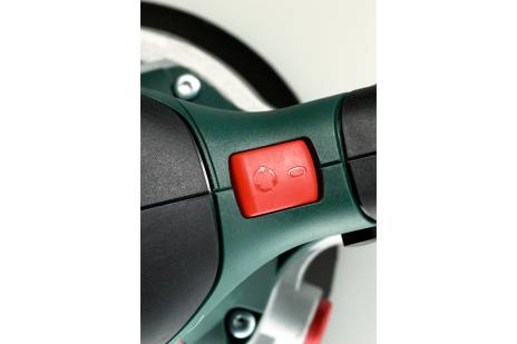 METABO SXE 450 Random Orbital Sander: Power Button Detail. Turbotec Sander Close-up