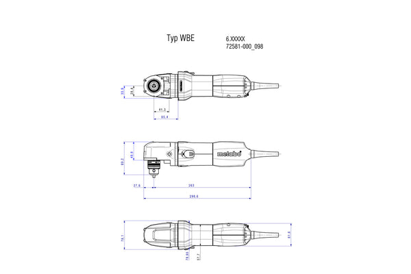 Metabo Angle Drill 10mm Geared Chuck 705W WBE 700 - 600512000