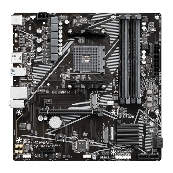 GIGABYTE AMD B550 Chipset for AMD AM4; 4x Dual DDR4; 2x M2; HDMI; DP; mATX-GA-B550M-K