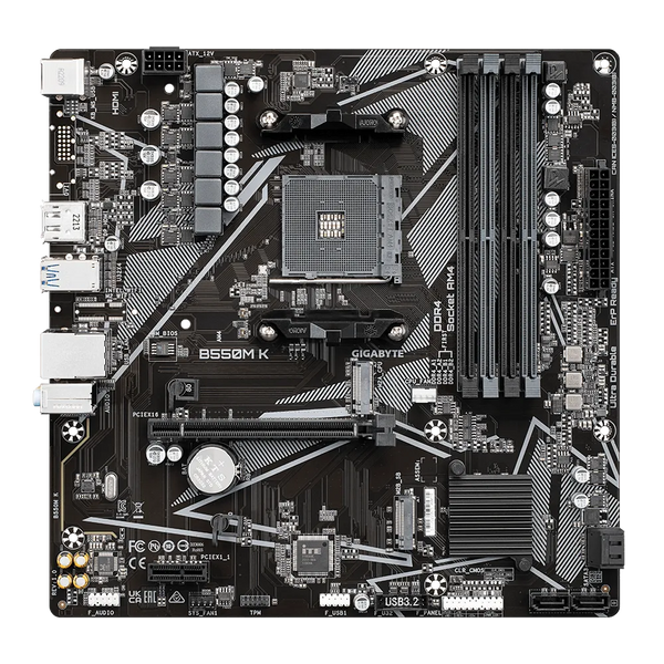 GIGABYTE AMD B550 Chipset for AMD AM4; 4x Dual DDR4; 2x M2; HDMI; DP; mATX-GA-B550M-K