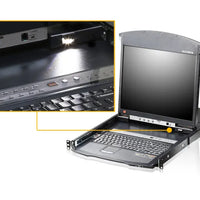 8-port 17'' Dual Rail LCD IP Cat5 KVM - D.Rail LCD KVM IP SW. W/(USKB/SPKB)/W/(US/EU) CORD-KL1508AIM