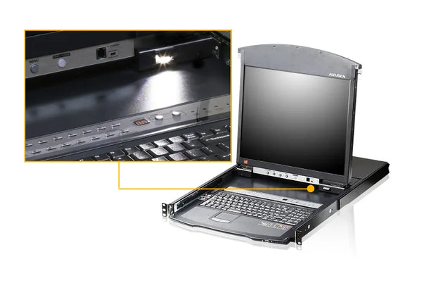 8-port 17'' Dual Rail LCD IP Cat5 KVM - D.Rail LCD KVM IP SW. W/(USKB/SPKB)/W/(US/EU) CORD-KL1508AIM