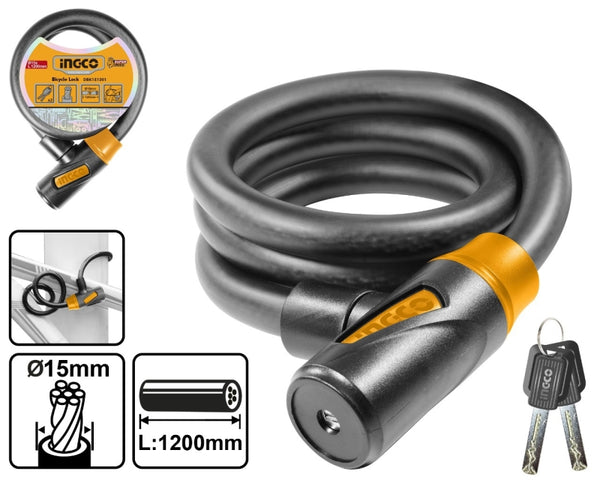 INGCO SECURITY BICYCLE LOCK PVC 10X1000MM