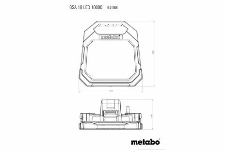 Metabo BSA 18 LED 10000 Cordless Site Light Dimensions Drawing
