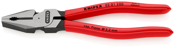 KNIPEX 02 01 200 SB High Leverage Combination Pliers with plastic coating black atramentized 200 mm