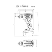 Metabo Cordless Impact Wrench 18V SSW 18 LTX 800 BL - 602403840 + 2 x 5.5Ah batteries - 625368000 + ASC 145 Charger 627378000 -  in Case Set