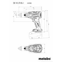 Metabo : Cordless Hammer Drill SB 18 LTX BL I - 602360650