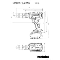 Metabo : Cordless Hamme Drill SB 18 LTX-3 BL Q I Metal - 603182660