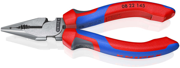 KNIPEX 08 22 145 SB Needle-Nose Combination Pliers with comfort handles black atramentized 145 mm