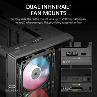 FRAME 4000D LCD RS ARGB Premium Mid-Tower PC Case; Includes 4x RS120 PWM ARGB Fans; XENEON EDGE; Black.