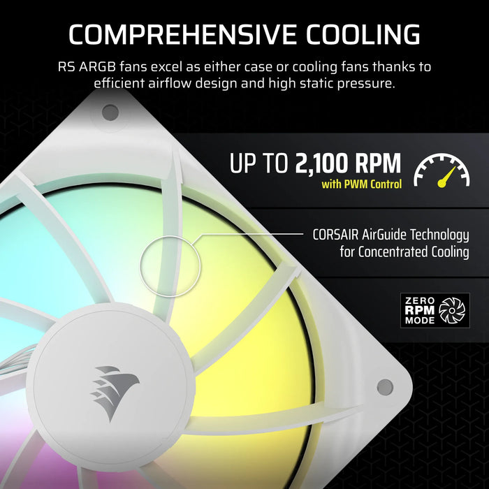 Corsair RS120 ARGB 120mm PWM Fans Triple Pack – White