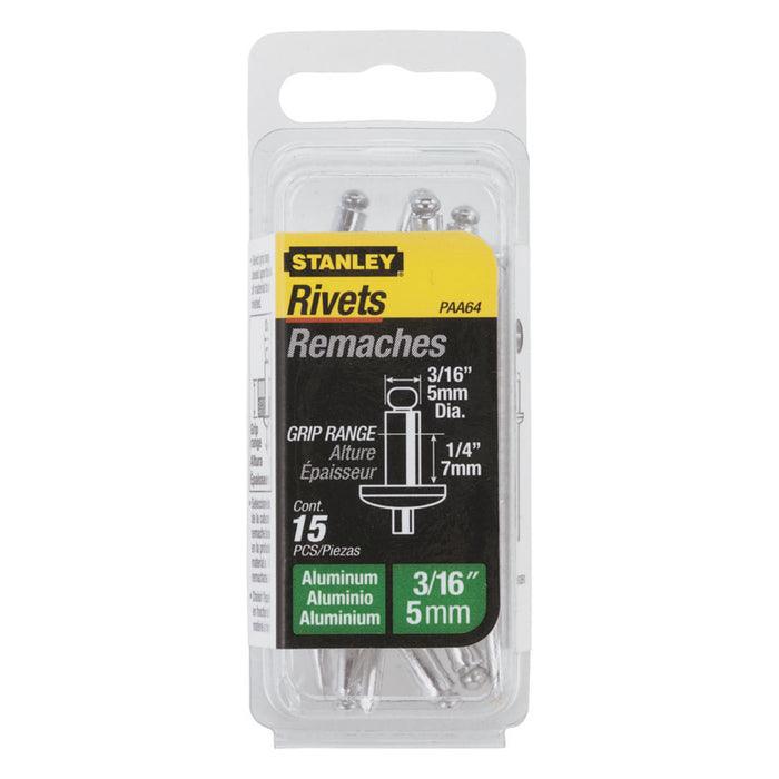 Stanley Aluminium Rivets 5mm x 6mm (15 Pack) | 1-PAA64T - image 1