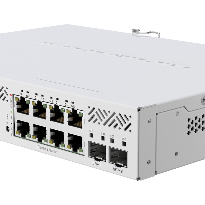 MikroTik Cloud Smart Switch 8 Port PoE 2 SFP+ desktop enclosure | MT-RBCSS610-8P-2S+IN-MT-RBCSS610-8P-2S+IN MikroTik