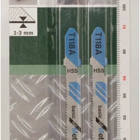 Bosch T118A Jigsaw Blades for Metal Cutting. HSS, Basic for Metal, 2-Piece Pack. Compatible with Black&Decker, Makita and more!
