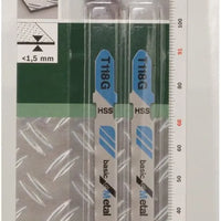 Bosch T118G Jigsaw Blades: HSS, Metal Cutting, 2-Piece Set. Compatible with Bosch, Black&Decker, Makita.
