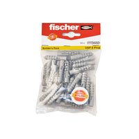 Fischer USP 8 Nylon Plug Builder's Pack: 50-piece set for concrete & masonry. Durable plastic wall plugs.