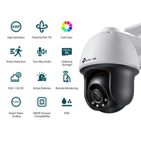 TP-Link VIGI 4MP Full Colour Pan/Tilt IP Network Camera-TP-VIGI-C540-4