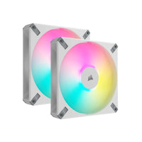 Corsair AF ELITE Series; AF140 RGB ELITE WHITE; 140mm Fluid Dynamic RGB Fan with AirGuide; Dual Pack with Lighting Node CORE-CO-9050160-WW