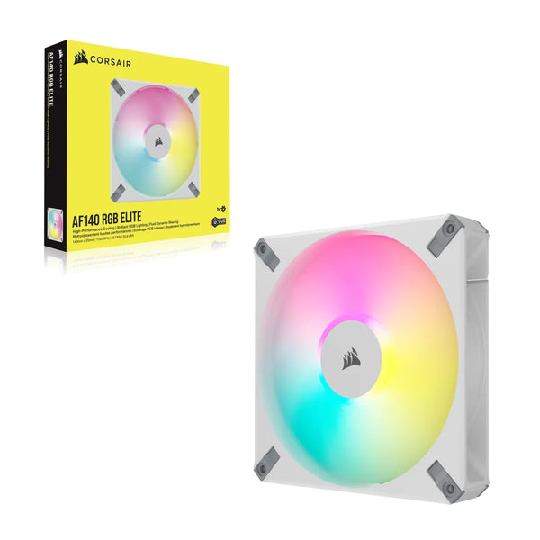 Corsair AF ELITE Series; AF140 RGB ELITE WHITE; 140mm Fluid Dynamic RGB Fan with AirGuide; Single Pack-CO-9050159-WW