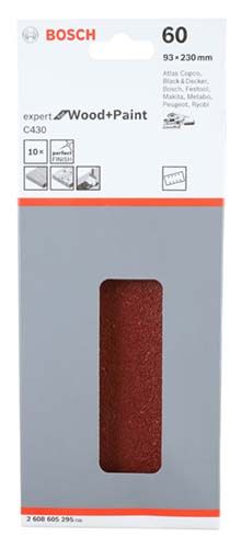 Bosch Expert Wood+Paint Sanding Belts Grit 60, 93x230mm, 10-Pack - Wood Sanding