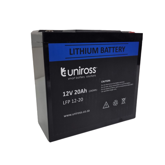 Uniross 12.8V 20Ah (256Wh) LiFEPO4 battery | UR-BAT-LiFePO4-12-20-UR-BAT-LiFePO4-12-20