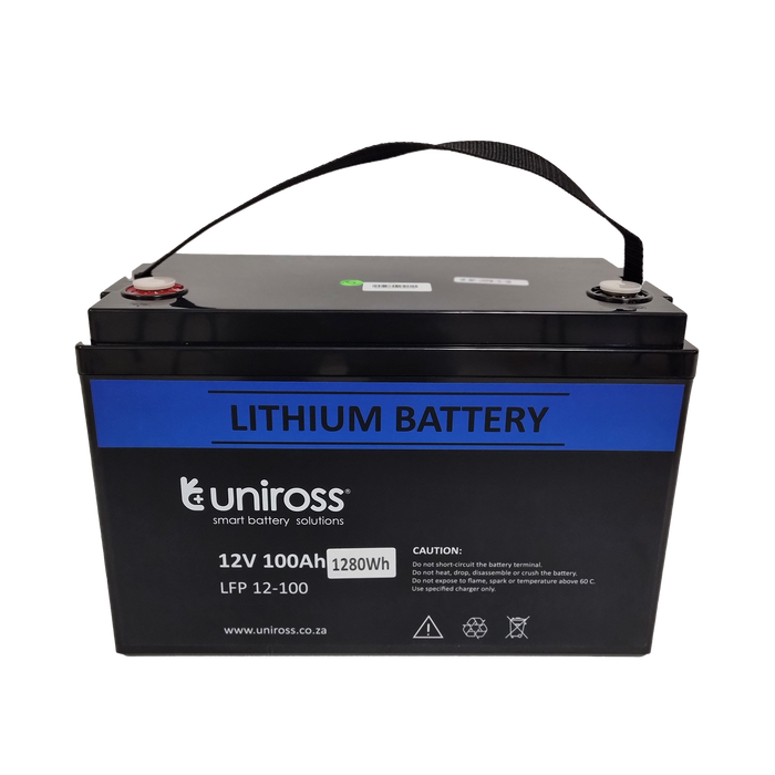 Uniross 12.8V 100Ah (1.28kWh) LiFEPO4 Battery | UR-BAT-LiFePO4-12-100-UR-BAT-LiFePO4-12-100