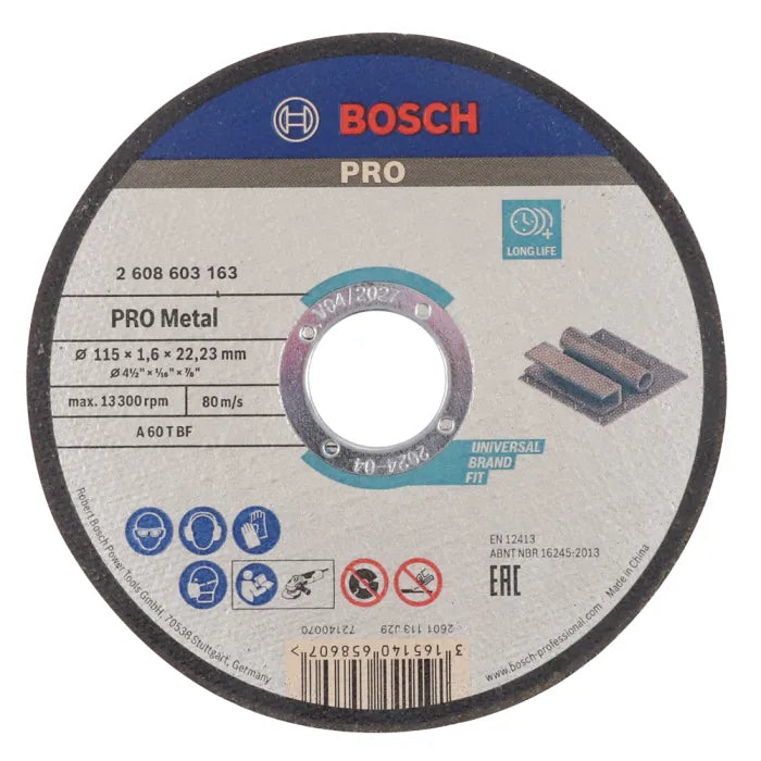 Bosch - DISQUE STD METAL 115x1.6X22MM DROIT - 2608603163