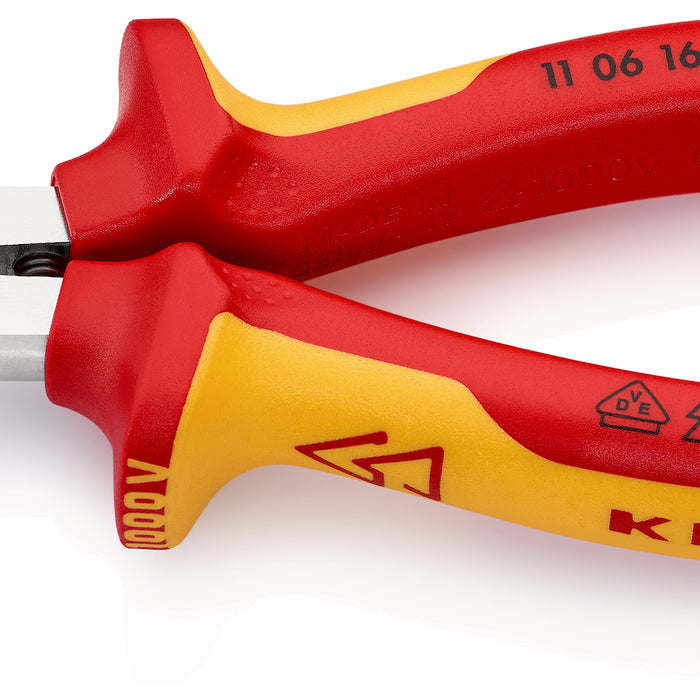 KNIPEX 11 06 160 T Insulation Stripper with opening spring, universal insulated with multi-component grips, VDE-tested with integrated insulated tether attachment point for a tool tether chrome-plated 160 mm - KNI1106160TBK