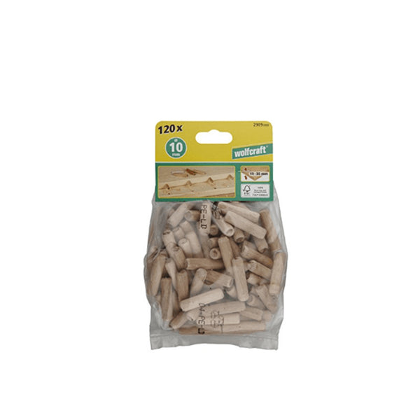 Wolfcraft 120 Dowel Pins Beech 10x40mm - 2909000