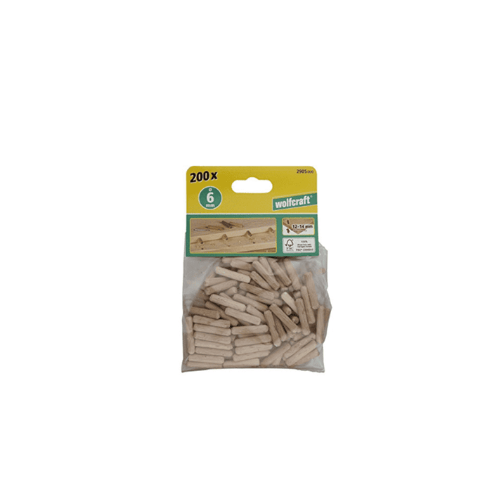 Wolfcraft 200 Dowel Pins Beech 6x30mm - 2905000