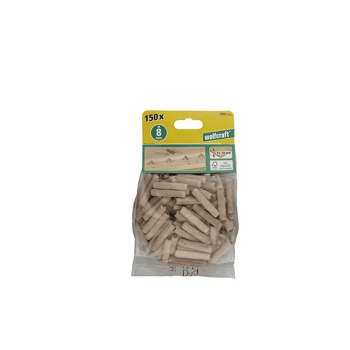 Wolfcraft 150 Dowel Pins Beech 8x40mm - 2907000