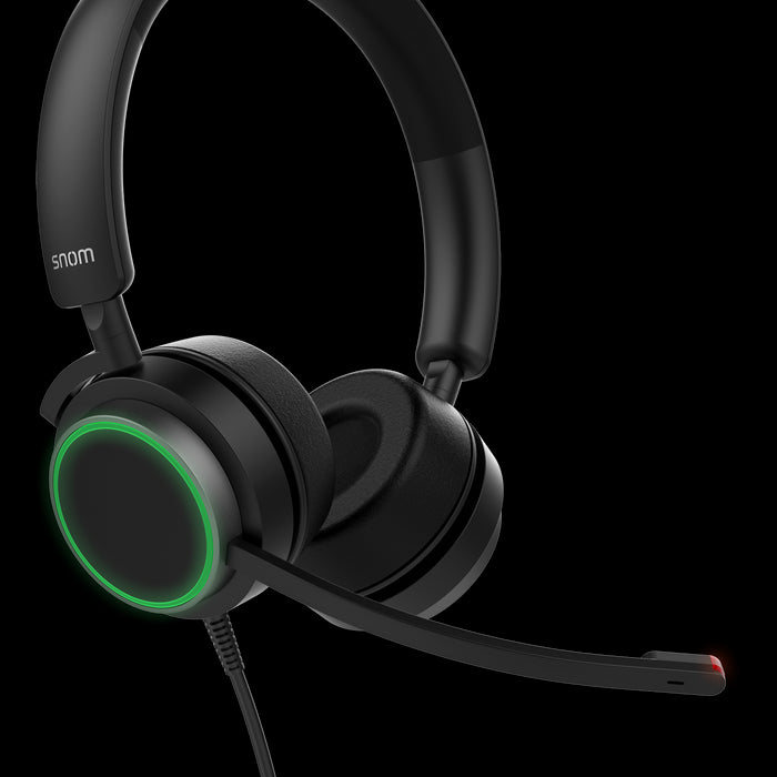Snom A330D Binaural Over-Ear Headset, Passive Noise Cancellation, VoIP Phone Headset, USB/3.5mm