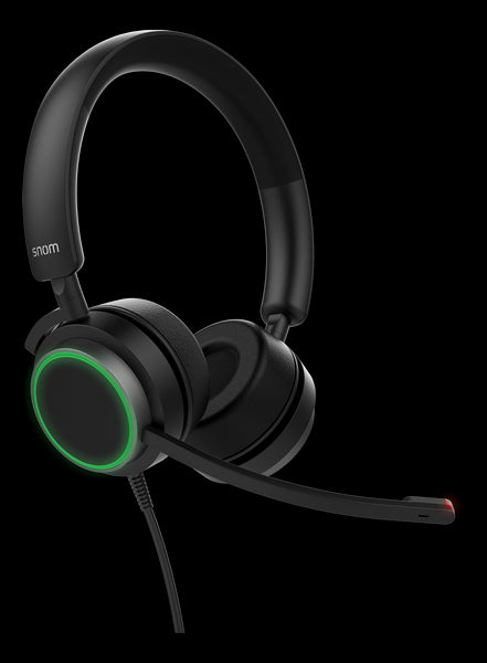 Snom A330D Binaural Over-Ear Headset, Passive Noise Cancellation, VoIP Phone Headset, USB/3.5mm