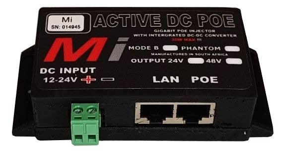 Micro Instruments Gb DC PoE Injector, 12V in 24V out, 30W Max-MI-12DC24DC-POE