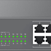 GRANDSTREAM GWN7702P: 16 Port Gigabit Ethernet Unmanaged PoE Switch Front View