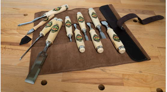 Two Cherries Prof. Carving Tool  Set in microfibre roll 12 pcs. + 1 set 3704 - 3160000