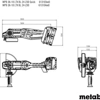 Metabo : Cordless Angle Grinders WPB 36 18 LTX BL 230 - 613103840