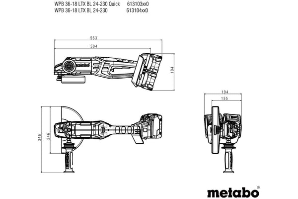 Metabo : Cordless Angle Grinders WPB 36 18 LTX BL 230 - 613103840