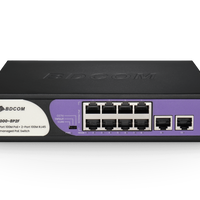BDCOM 8-Port 100M Unmanaged PoE Switch (8-Port PoE + 2-Port 100M RJ45) 90W PoE Budget-BDCOM-S1000-8P2F