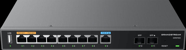 Grandstream GWN7003 VPN Router: 9-Port Gigabit, PoE, SFP, Firewall, Load Balancing. Ideal for SMB networks.