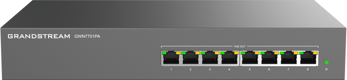 Grandstream Enterprise 8 port Unmanaged GbE PoE Switch - 145W | GWN7701PA-GS-GWN7701PA