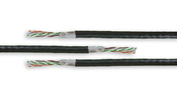 Acconet CAT6 UV Outdoor Ethernet Cable 100m Black Solid Core SF/TP Pull Box | CAT6U-100-SC